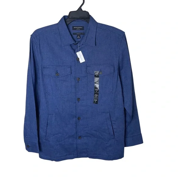 Banana Republic 2pc Linen Set Men’s M 31x30 Blue Shirt Jacket & Pants Flat NWT